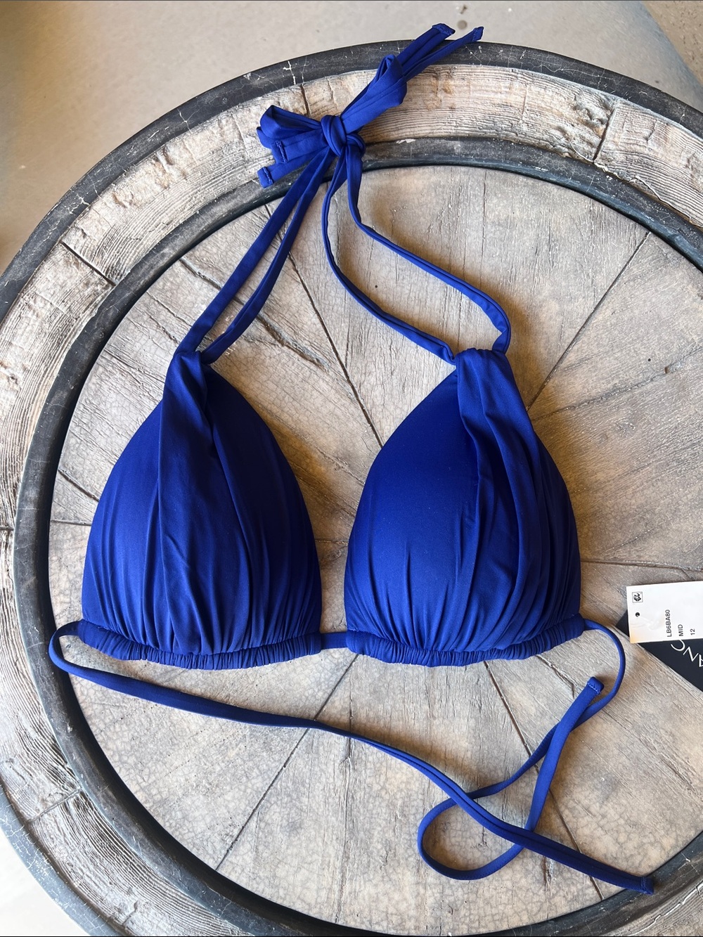 La Blanca Royal Blue Triangle Halter Bikini Top. B46 - Picture 4 of 7
